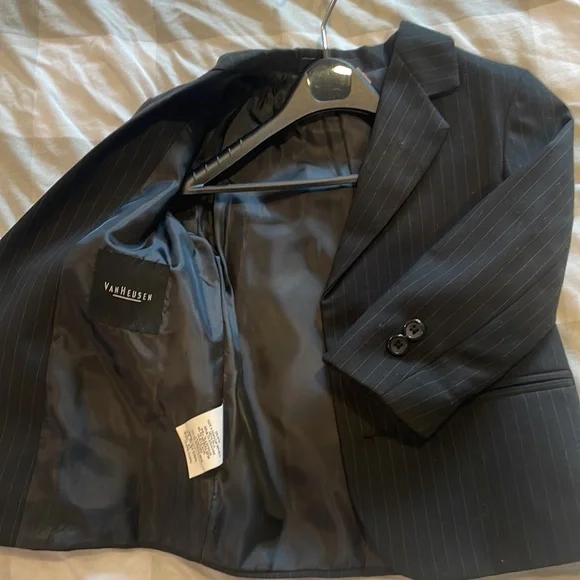 Toddler Suit Blazer & Pants, Black Pin-striped - Picture 3 of 4